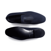 Albi Loafer with Embroidery[Men Navy blue suede goatskin]