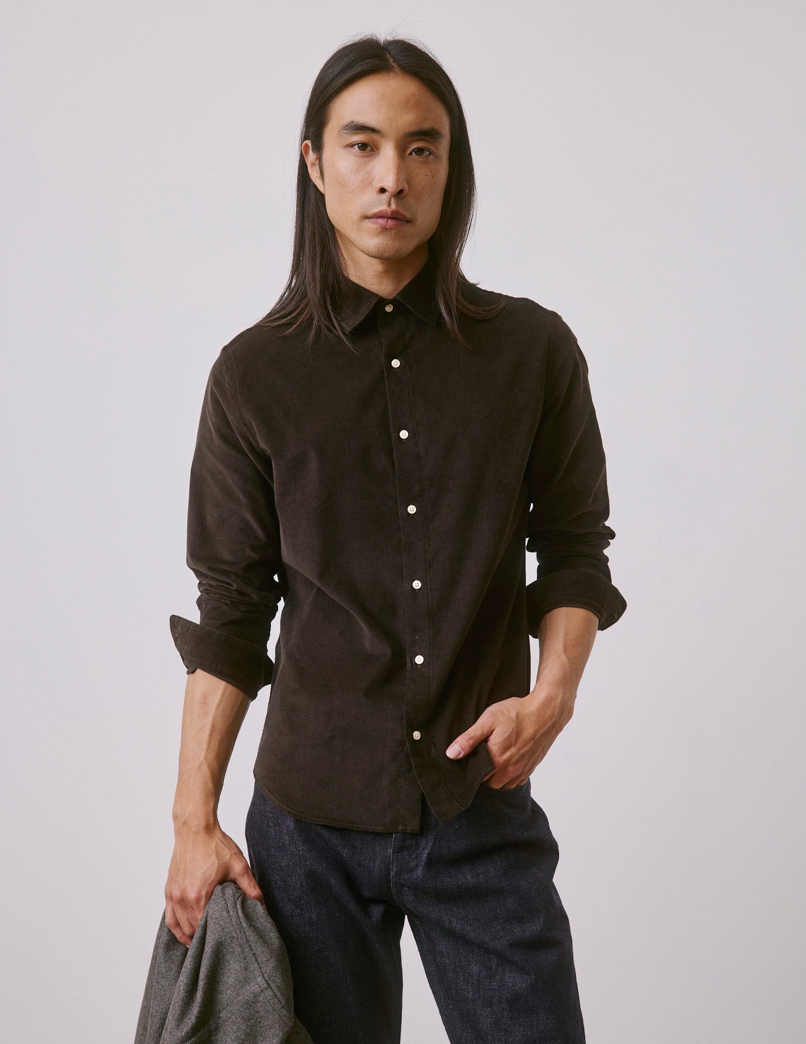 Chemise Auguste En Velours Marron