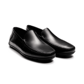 Ajaccio Car Shoe[Men Black soft calfskin]