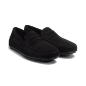 Ajaccio Car Shoe with Strap[Men Black suede calfskin]