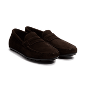Ajaccio Car Shoe with Strap[Men Dark Brown Suede]