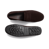 Ajaccio Car Shoe with Strap[Men Dark Brown Suede]