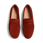 Ajaccio Car Shoe with Strap[Men Red suede calfskin ]