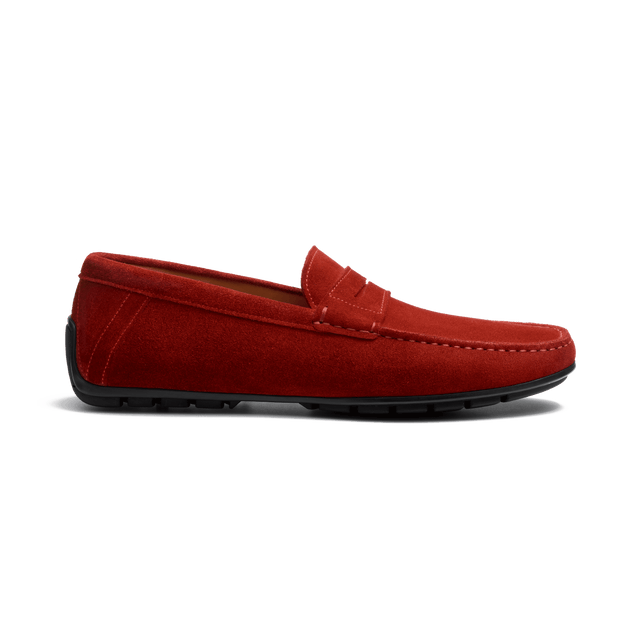Ajaccio Car Shoe with Strap[Men Red suede calfskin ]
