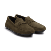 Ajaccio Car Shoe with Strap[Men Cuir veau velours kaki]