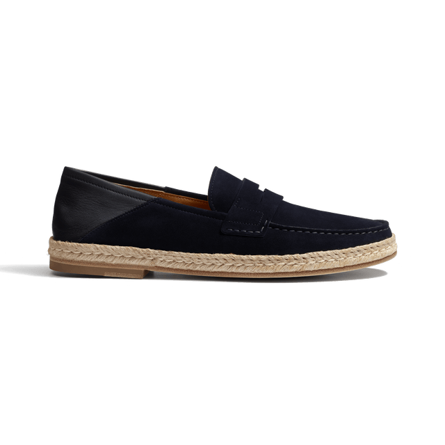 Uzès Espadrille Mule Loafer [Navy suede leather]