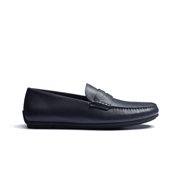 Car Shoe Warning [men navy grained calfskin]
