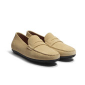 Car Shoe Warning [men beige suede leather]