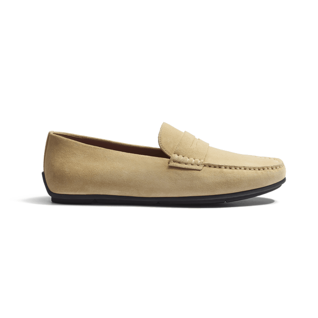 Car Shoe Warning [men beige suede leather]