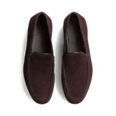 Calvi Soft Woven Loafer[Men Woven Leather Ebony Suede Goatskin]