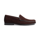 Calvi Soft Woven Loafer[Men Woven Leather Ebony Suede Goatskin]