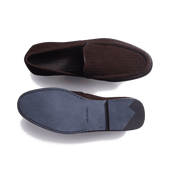 Calvi Soft Woven Loafer[Men Woven Leather Ebony Suede Goatskin]