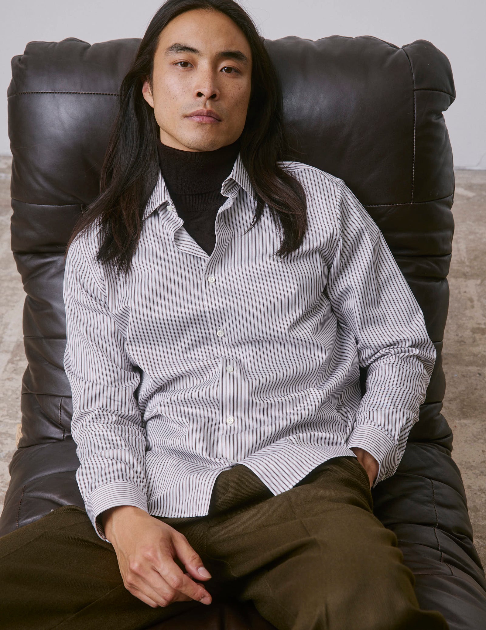Chemise Semi Ajust E Ray E Marron