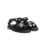 Sandal Double V [Men Black soft calfskin]