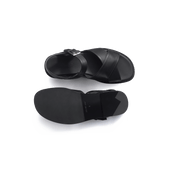Sandal Double V [Men Black soft calfskin]