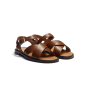 Sandal Double V [Men Tan soft calfskin]
