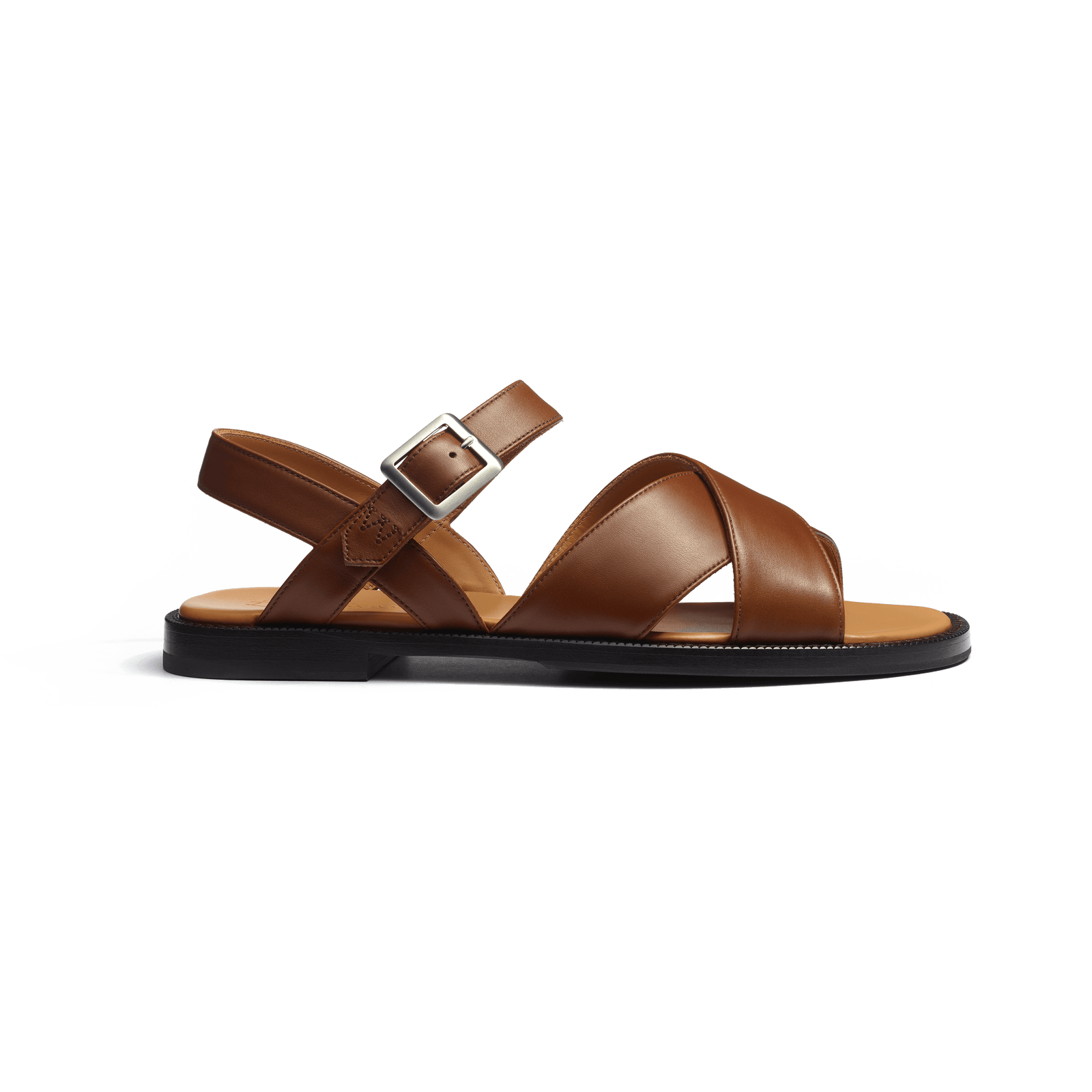 Sandal Double V [Men Tan soft calfskin]
