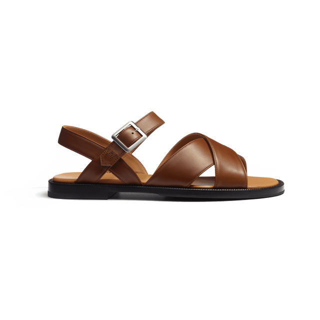 Sandal Double V [Men Tan soft calfskin]