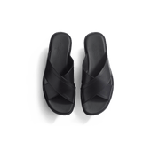 Crossed Mule Double V [Men Black soft calfskin]