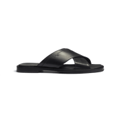 Crossed Mule Double V [Men Black soft calfskin]