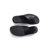 Crossed Mule Double V [Men Black soft calfskin]