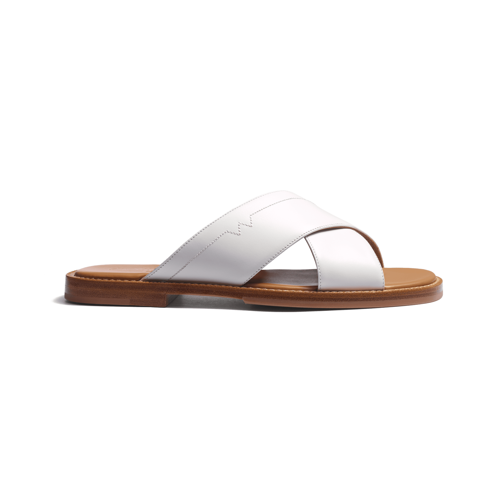 Crossed Mule Double V [White soft calfskin]