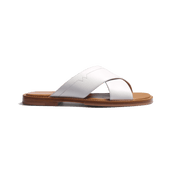 Crossed Mule Double V [White soft calfskin]