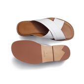 Crossed Mule Double V [White soft calfskin]