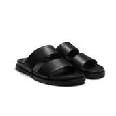 Anatomical Mule Double V [Black soft calfskin]