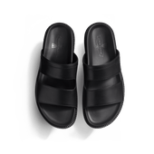 Anatomical Mule Double V [Black soft calfskin]