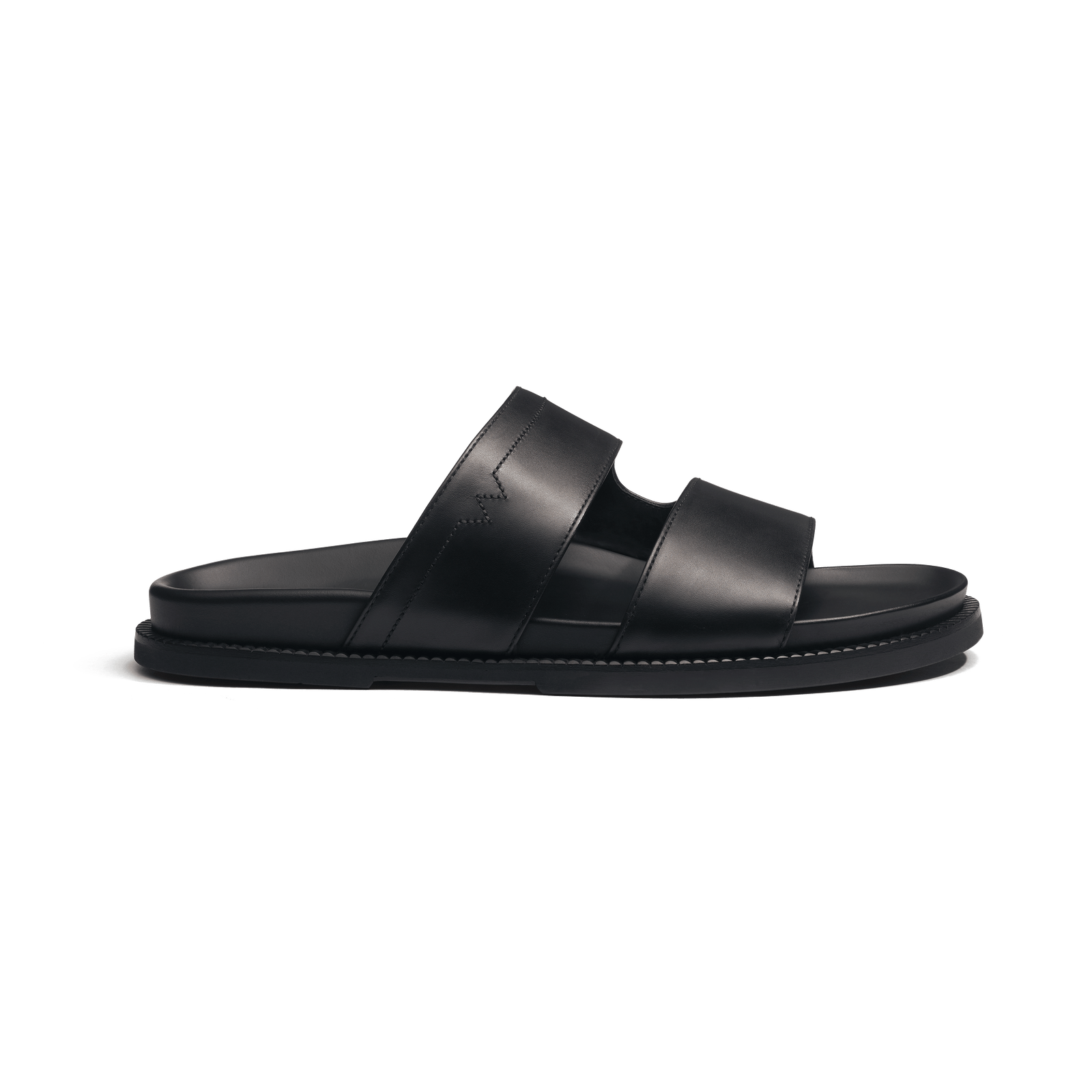 Anatomical Mule Double V [Black soft calfskin]