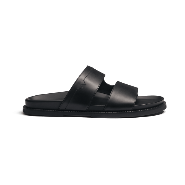 Anatomical Mule Double V [Black soft calfskin]