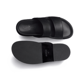 Anatomical Mule Double V [Black soft calfskin]