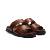 Anatomical Mule Double V [Tan soft calfskin]