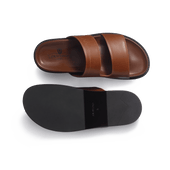 Anatomical Mule Double V [Tan soft calfskin]