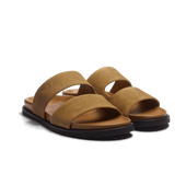 Anatomical Mule Double V [Sand suede calfskin]