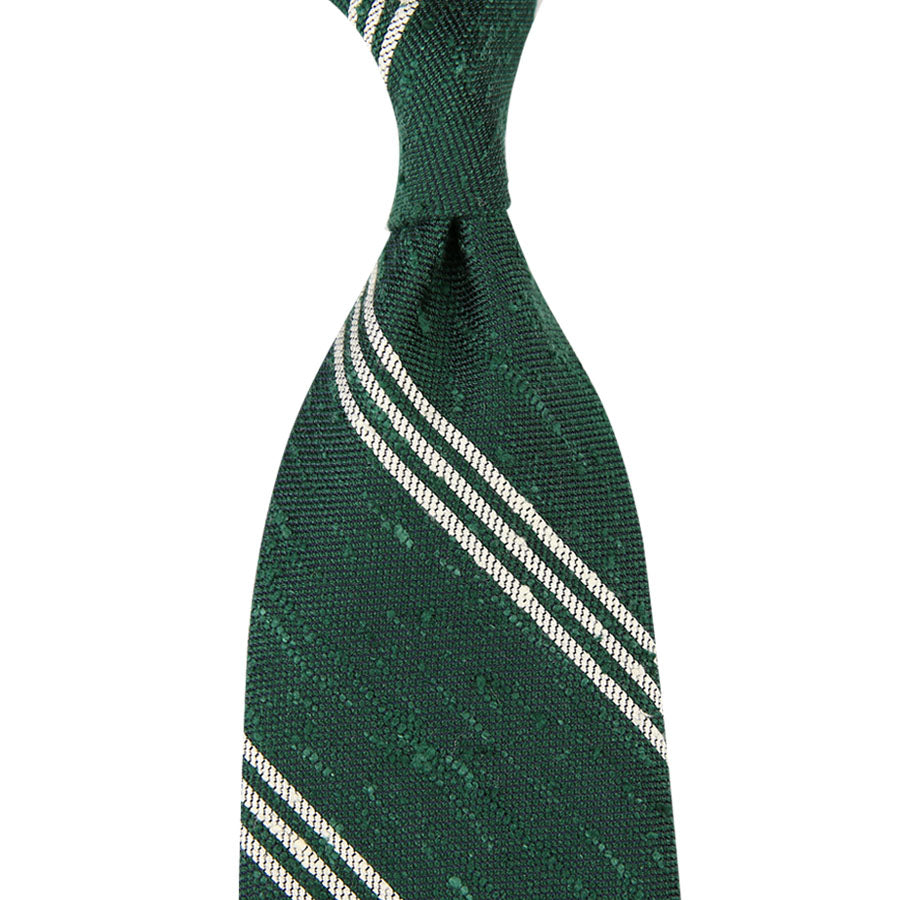 Triple Bar Soft Shantung Silk Tie Hand Rolled