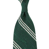Triple Bar Soft Shantung Silk Tie - Forest - Hand-Rolled