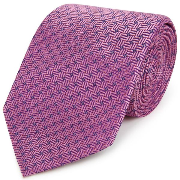 Dark Pink Dash Square Woven Silk Tie