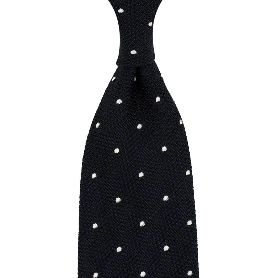 Dotted Wool Silk Grenadine Tie Hand Rolled