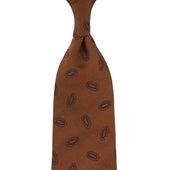 Geometrical Jacquard Silk Tie - Copper - Hand-Rolled
