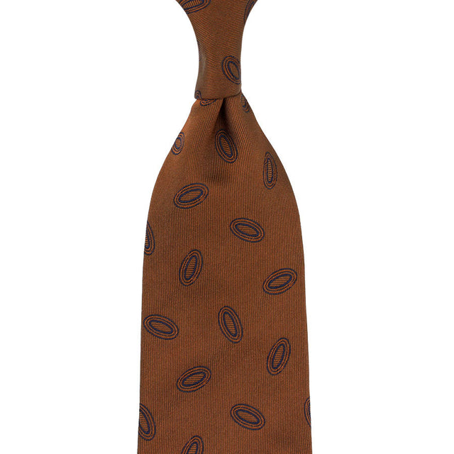 Geometrical Jacquard Silk Tie - Copper - Hand-Rolled