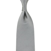 Plain Japanese Jacquard Silk Tie - Silver - Hand-Rolled