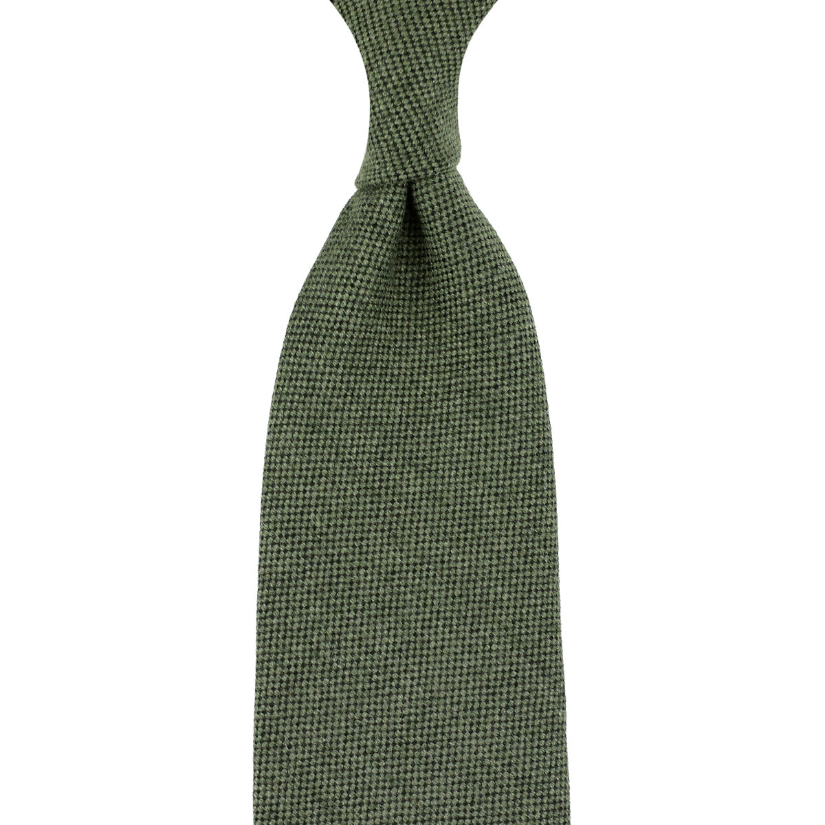 Plain Cashmere Tie Green Hand Rolled