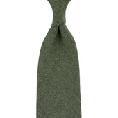 Plain Cashmere Tie - Moss Green - Hand-Rolled