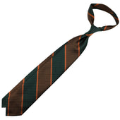 Japanese Repp Stripe Silk Tie Forest Brown