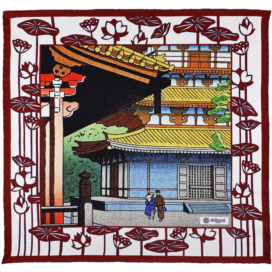 Ukiyo E Silk Pocket Square Yakushi Ji 40x40cm