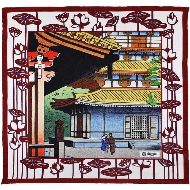 Ukiyo-e Silk Pocket Square - Yakushi-ji - 40x40cm