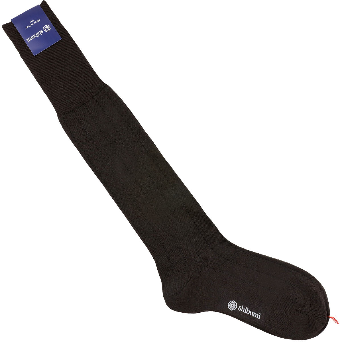 Knee Socks Thin Stripes Dark Brown Wool