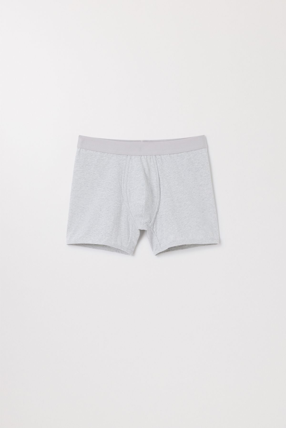 Grey Melange Boxer Brief Soft Organic Cotton Stretch Asket